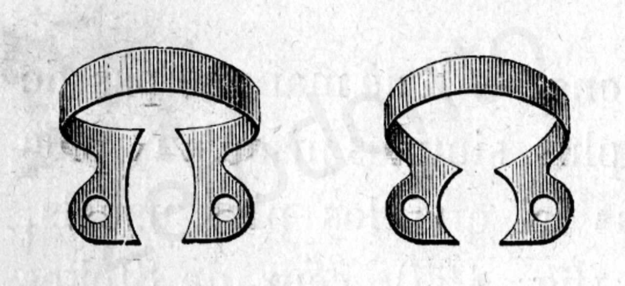 Fig. 3. B. . Gli uncini metallici disegnati dal Dr. Stokes. 